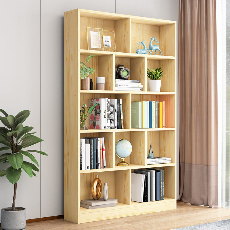 Scandinavian Solid Wood Cubby Storage Bookcase with Closed Back in Natural