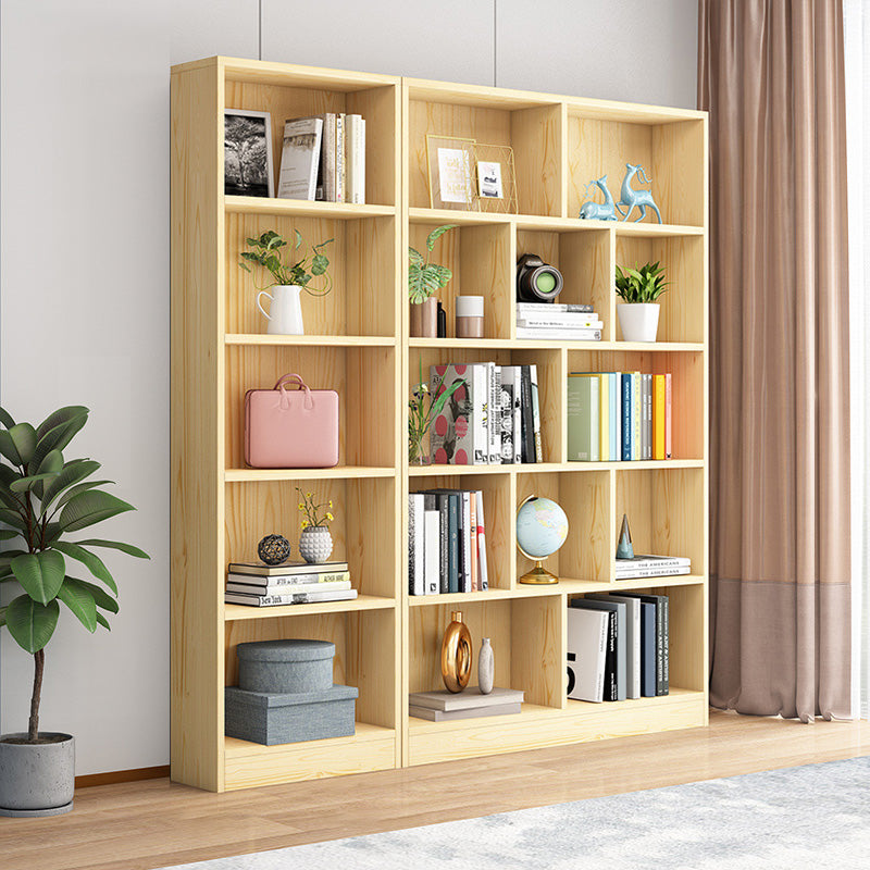 Scandinavian Solid Wood Cubby Storage Bookcase with Closed Back in Natural