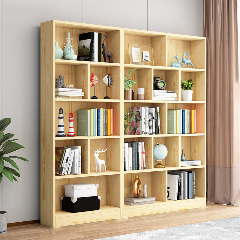 Scandinavian Solid Wood Cubby Storage Bookcase with Closed Back in Natural