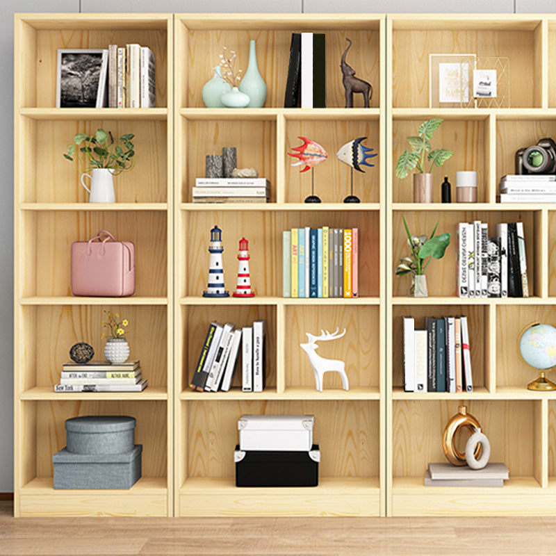 Scandinavian Solid Wood Cubby Storage Bookcase with Closed Back in Natural