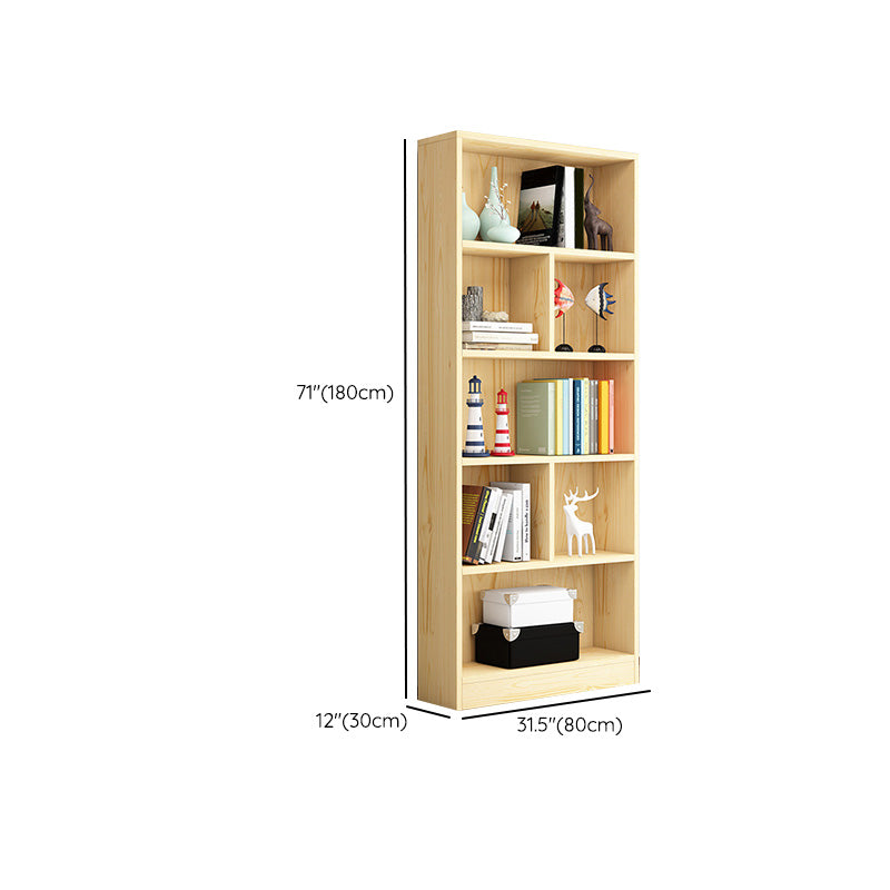 Scandinavian Solid Wood Cubby Storage Bookcase with Closed Back in Natural