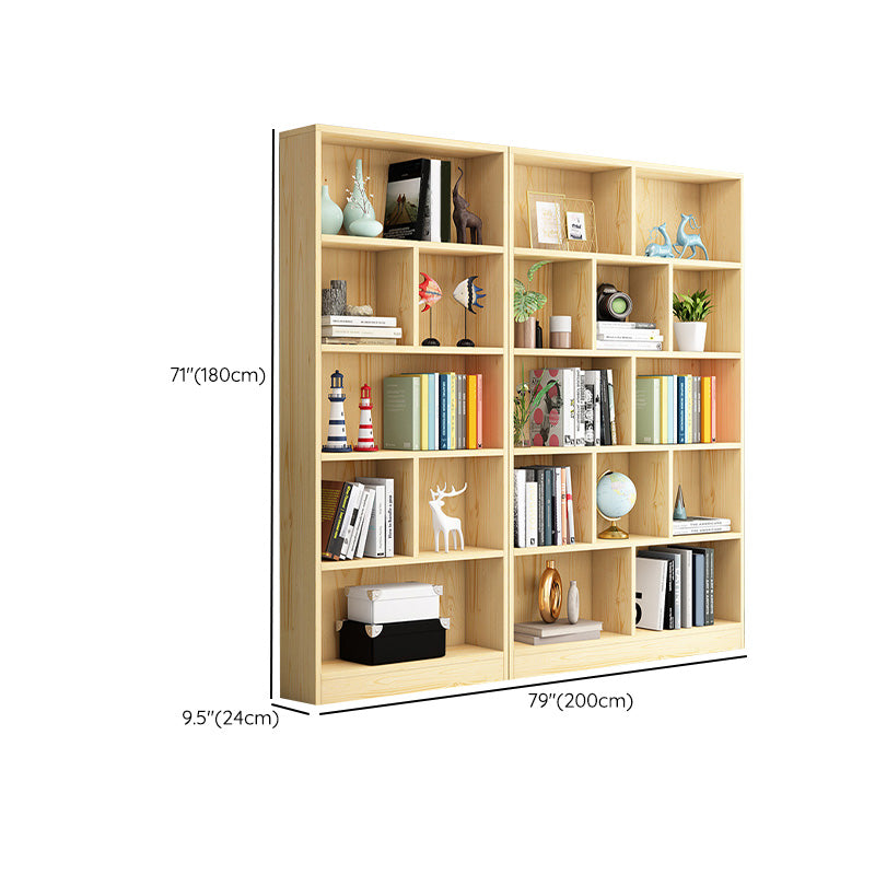 Scandinavian Solid Wood Cubby Storage Bookcase with Closed Back in Natural