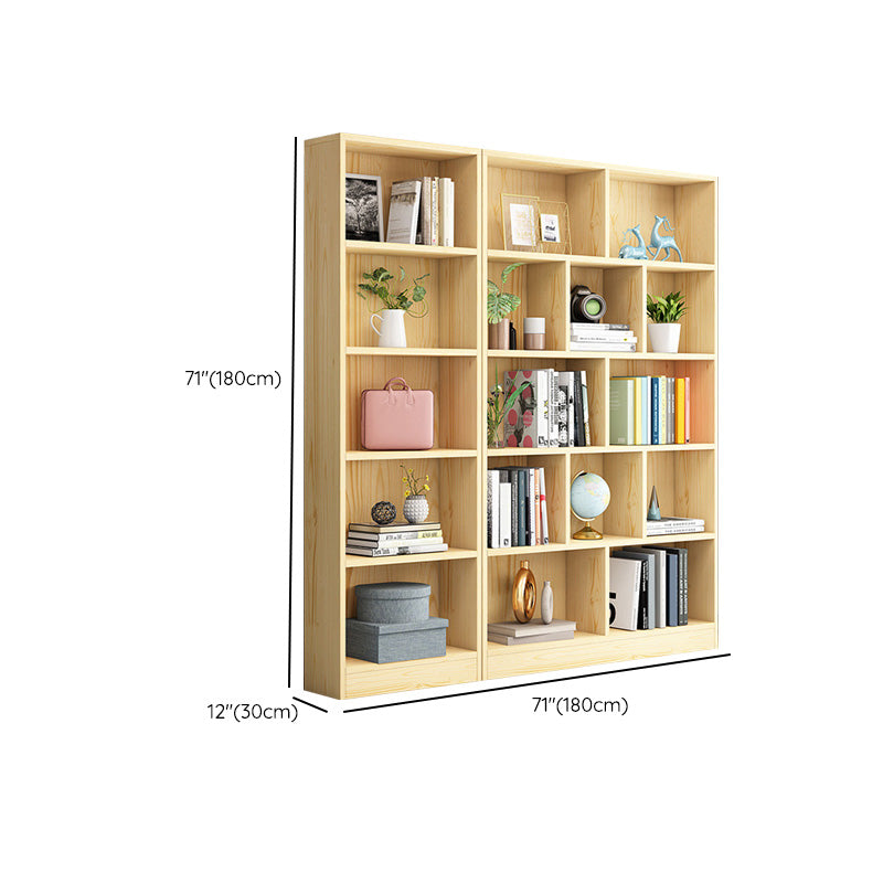 Scandinavian Solid Wood Cubby Storage Bookcase with Closed Back in Natural