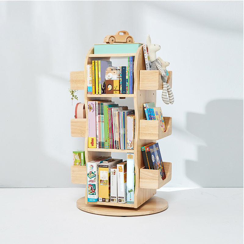 Light Solid Wood Book Shelf Freestanding Rotatable Book Display