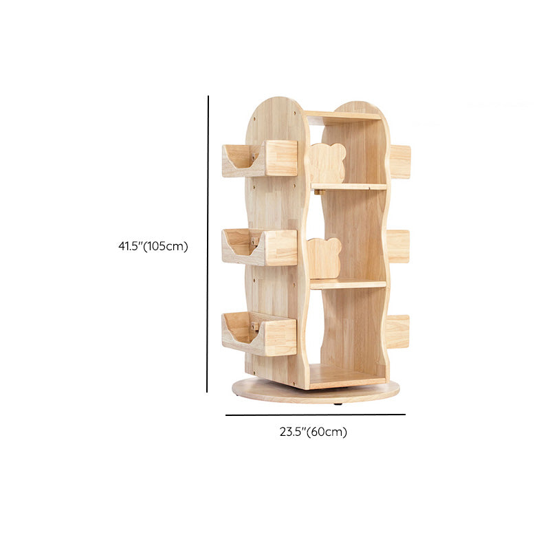 Light Solid Wood Book Shelf Freestanding Rotatable Book Display