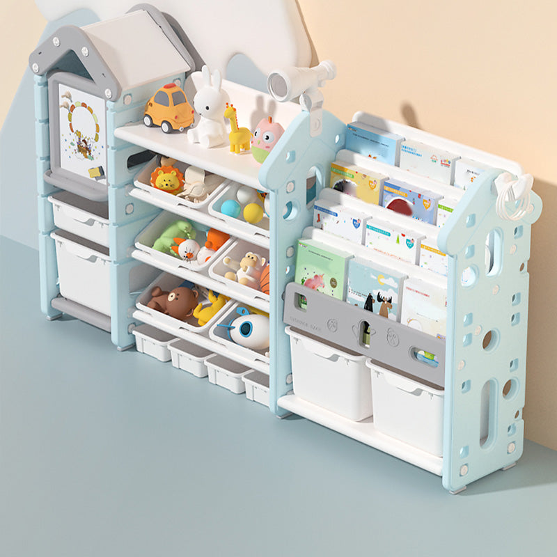 Modern Plastic Shelf Freestanding Book Display with Open Back Storage Organizer