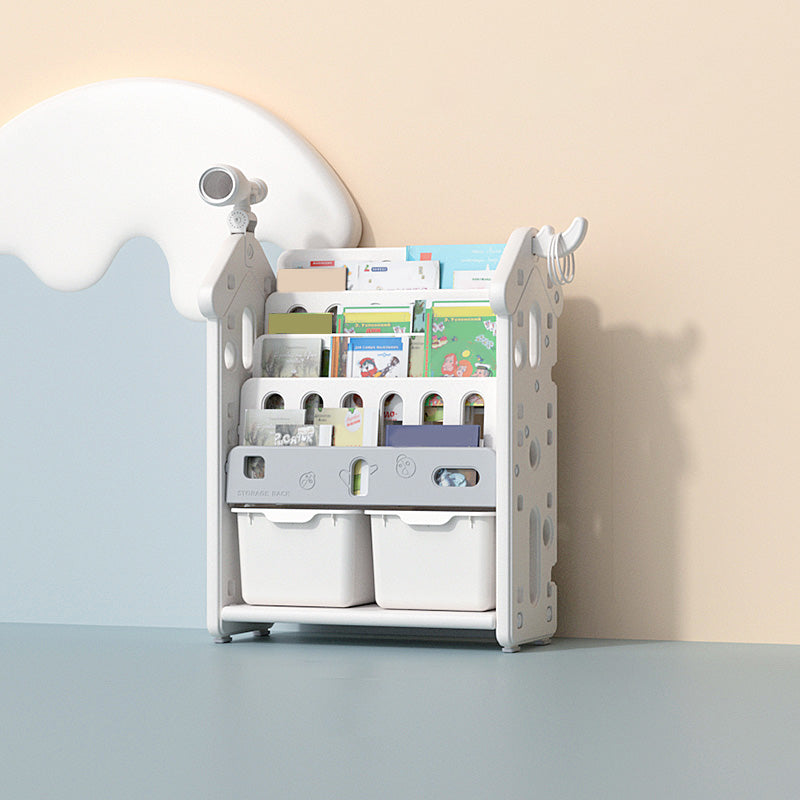 Modern Plastic Shelf Freestanding Book Display with Open Back Storage Organizer