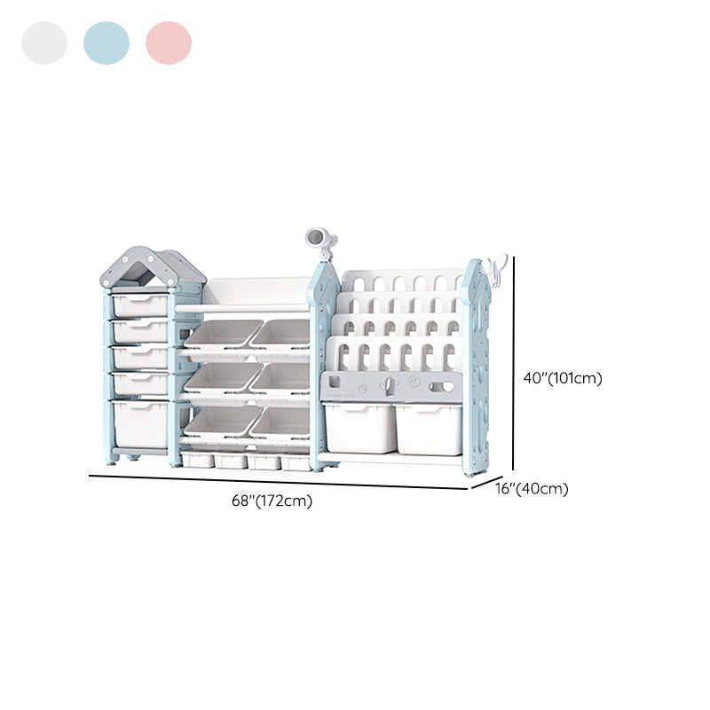 Modern Plastic Shelf Freestanding Book Display with Open Back Storage Organizer