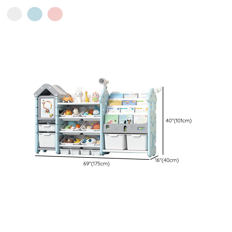 Modern Plastic Shelf Freestanding Book Display with Open Back Storage Organizer