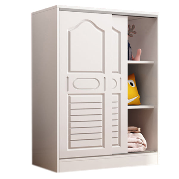 Manufactured Wood Kids Closet Contemporary White Armoire Cabinet with 1 Sliding Door