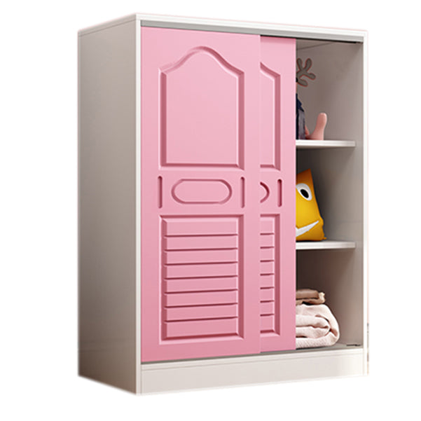 Manufactured Wood Kids Closet Contemporary White Armoire Cabinet with 1 Sliding Door