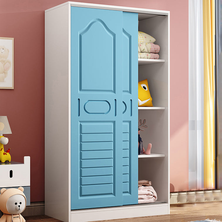 Manufactured Wood Kids Closet Contemporary White Armoire Cabinet with 1 Sliding Door