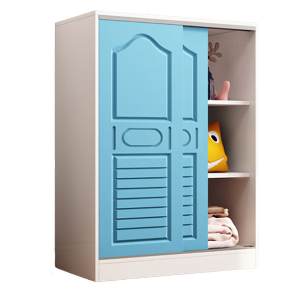 Manufactured Wood Kids Closet Contemporary White Armoire Cabinet with 1 Sliding Door