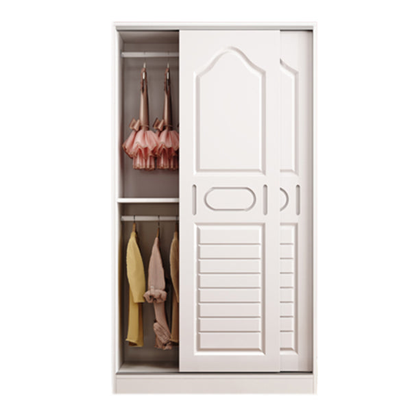 Manufactured Wood Kids Closet Contemporary White Armoire Cabinet with 1 Sliding Door