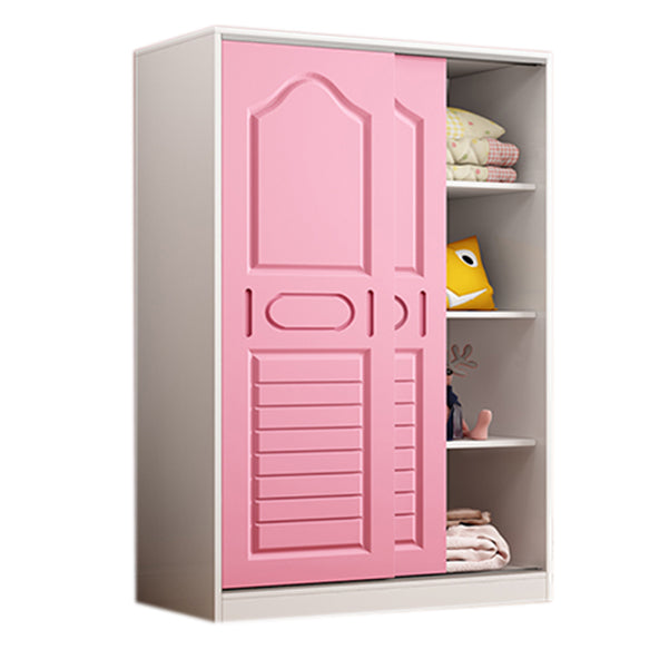 Manufactured Wood Kids Closet Contemporary White Armoire Cabinet with 1 Sliding Door