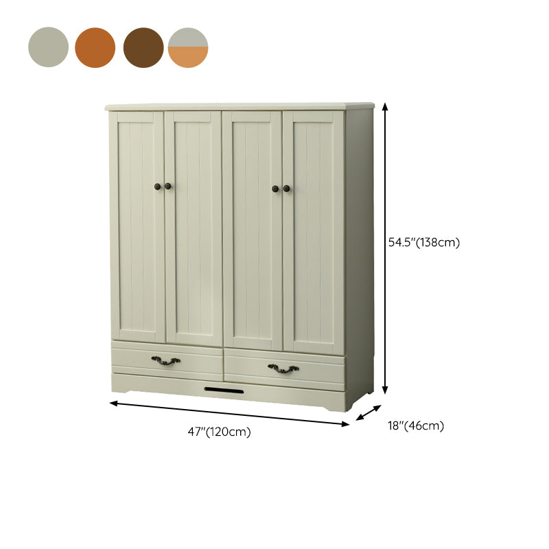 Solid Wood Kid's Wardrobe Contemporary Kids Closet with Lower Storage Drawers