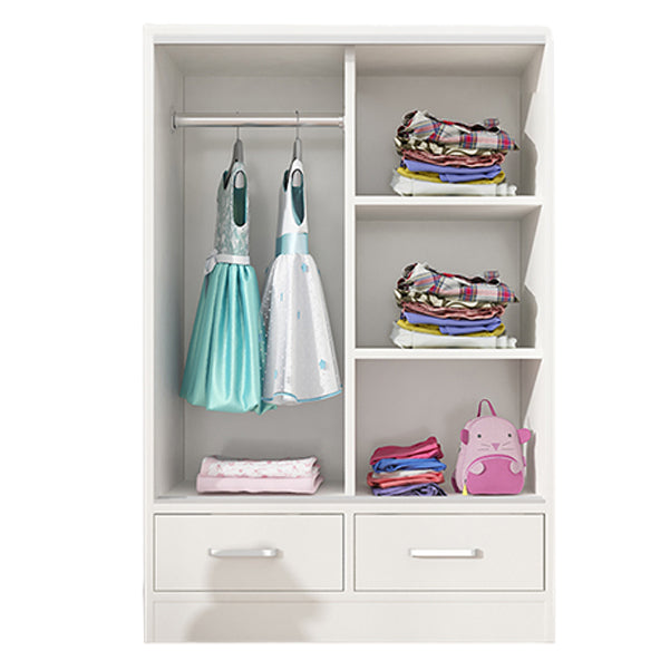 Manufactured Wood Kid's Wardrobe Contemporary White Kids Closet with Garment Rod