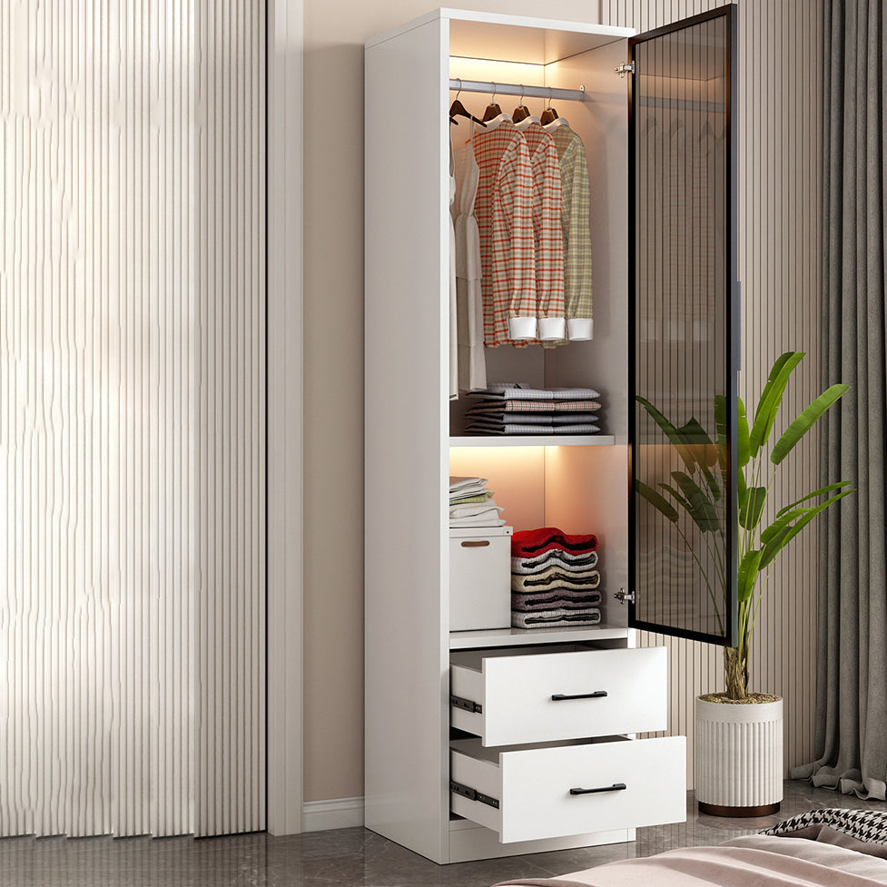 Manufactured Wood Kid's Wardrobe Contemporary White Armoire Closet with Storage Drawers