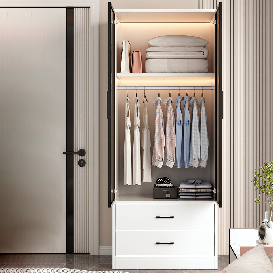 Manufactured Wood Kid's Wardrobe Contemporary White Armoire Closet with Storage Drawers
