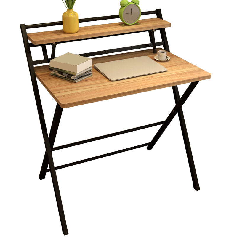 Study Desk with Storage Shelves Wood Foldable Home Writing Desk