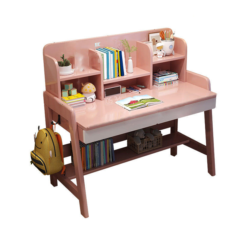 Adjustable Kids Desks & Chair Set with Hutch Solid Wood 43.3" H Child Desks Writing Desks