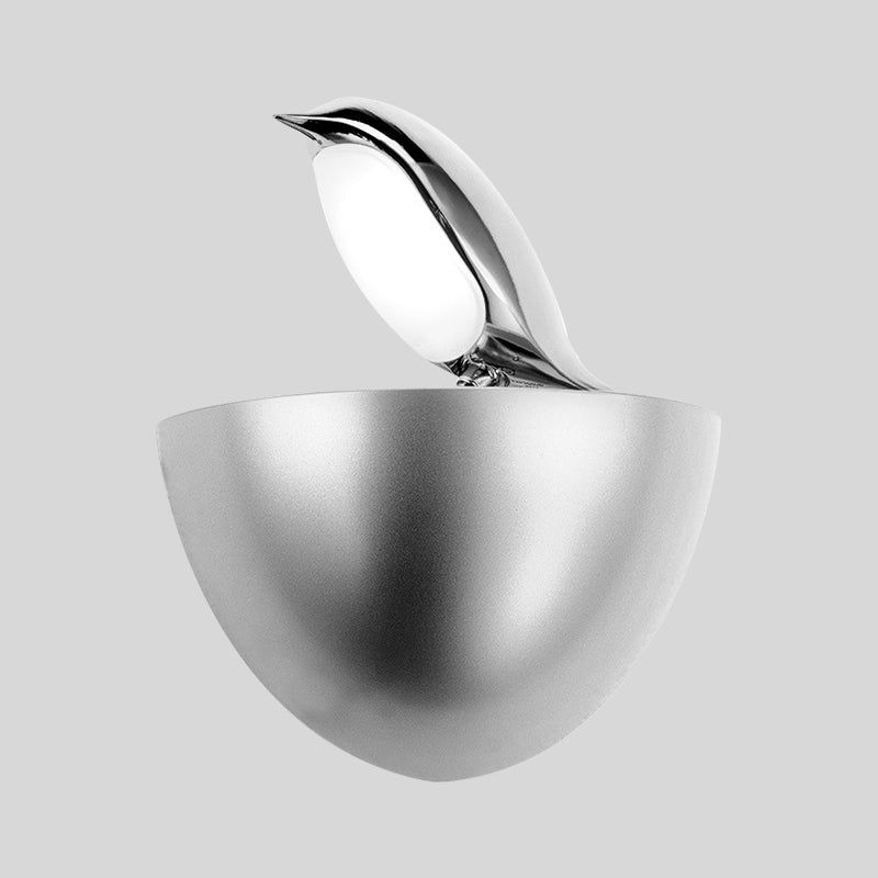 Silver/Gold Birdie Wall Lamp Kids Aluminum LED Sconce Light Fixture with Quarter Sphere Stand