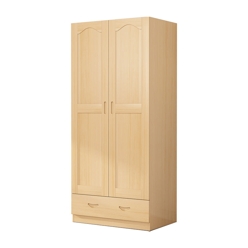 Solid Wood Kid's Wardrobe Country Light Wood Armoire Closet with Adjustable Shelves