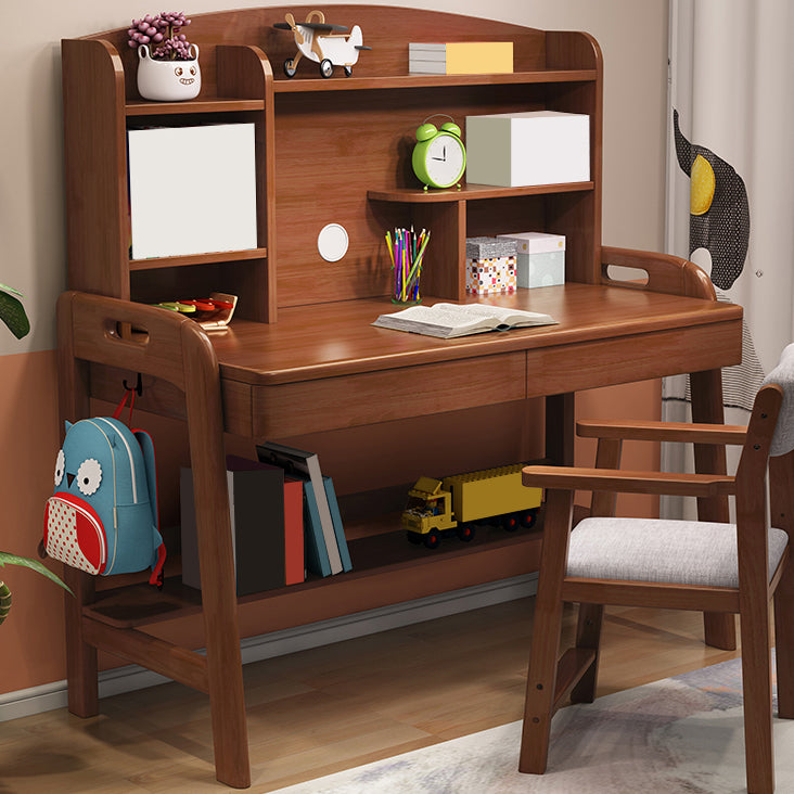 Solid Wood Kids Desk Writing Desk and Chair Set with Drawers Child Desk