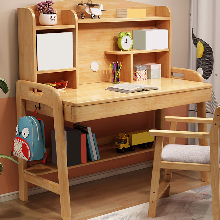 Solid Wood Kids Desk Writing Desk and Chair Set with Drawers Child Desk