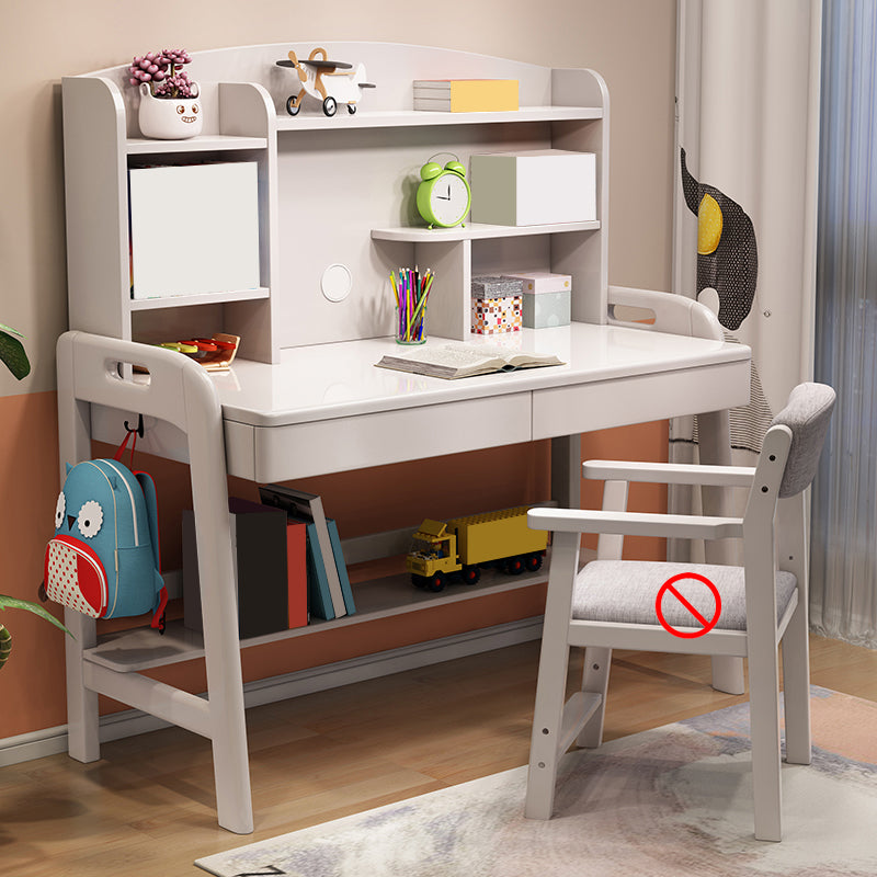 Solid Wood Kids Desk Writing Desk and Chair Set with Drawers Child Desk