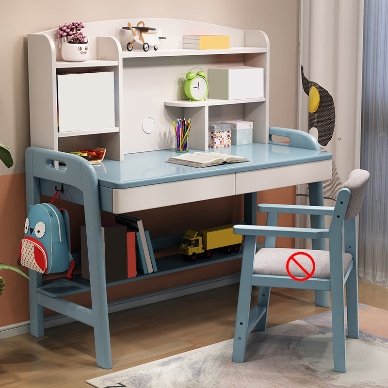 Solid Wood Kids Desk Writing Desk and Chair Set with Drawers Child Desk