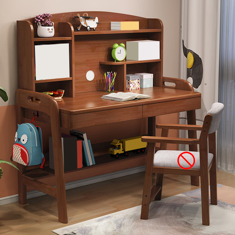 Solid Wood Kids Desk Writing Desk and Chair Set with Drawers Child Desk