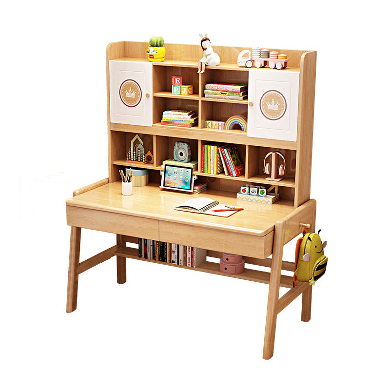 Contemporary Rubberwood Writing Desk with Side Storage Hook Writing Desk