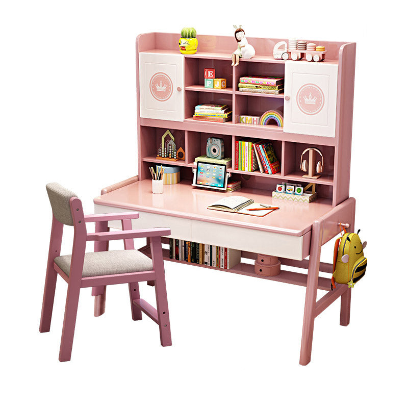 Contemporary Rubberwood Writing Desk with Side Storage Hook Writing Desk