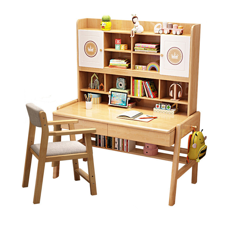 Contemporary Rubberwood Writing Desk with Side Storage Hook Writing Desk