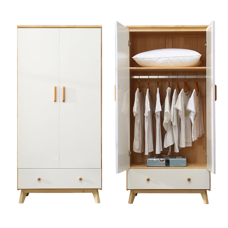 Modern Coat Locker Wooden High Gloss 1-Drawer Kid's Wardrobe