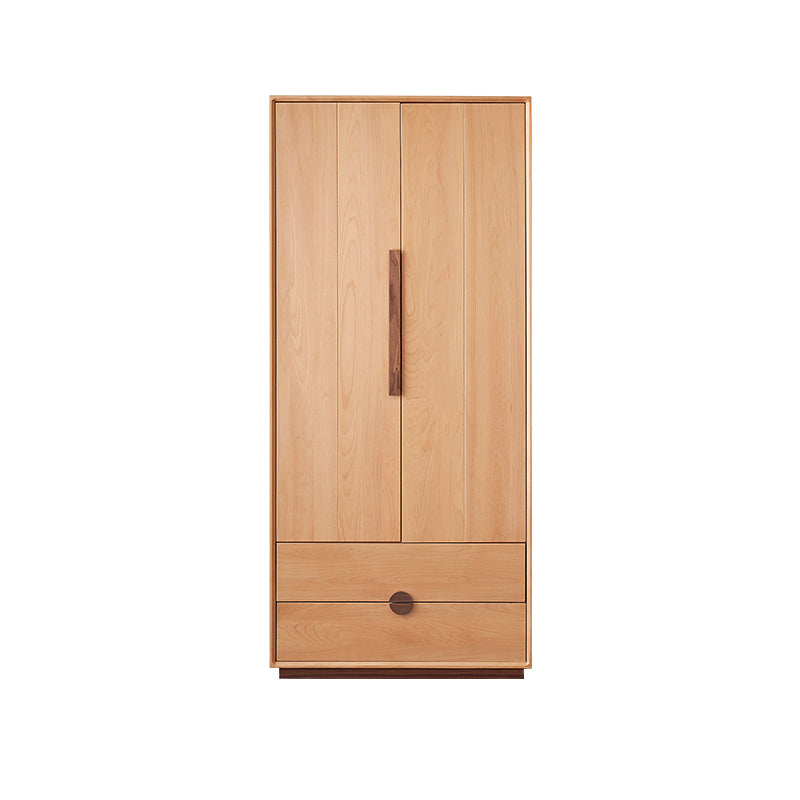 Oak Kids Closet Modern Kid Wardrobe with Garment Rod and Shelved