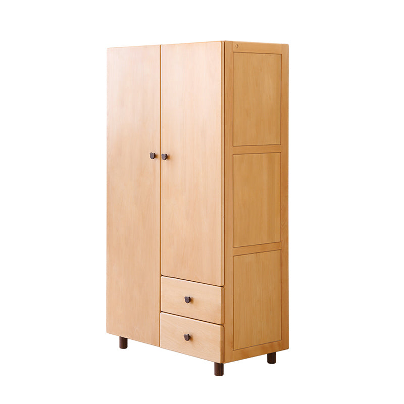 Oak Kids Closet Modern Kid Wardrobe with Garment Rod and Shelved