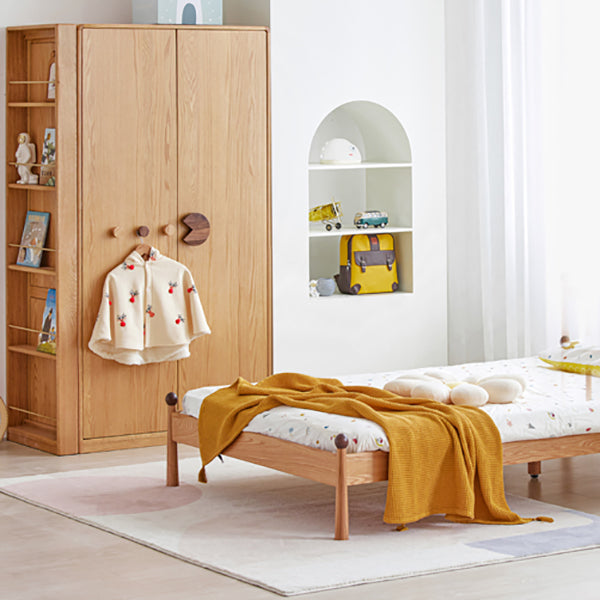Oak Kids Closet Modern Kid Wardrobe with Garment Rod and Shelved