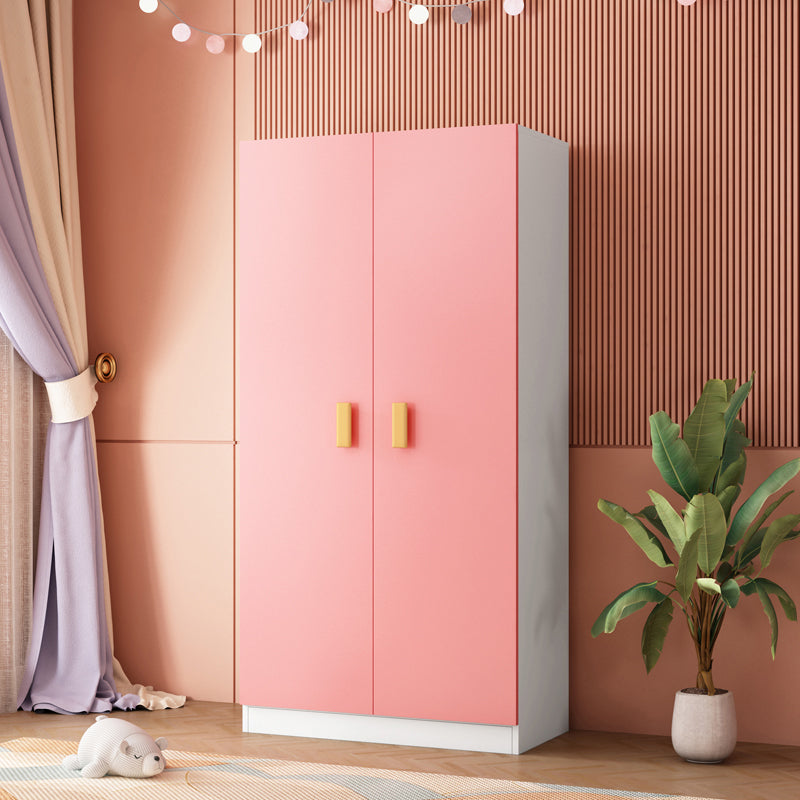 Pink Modern Kid's Wardrobe High Gloss 5-Drawer Coat Locker with Garment Rod