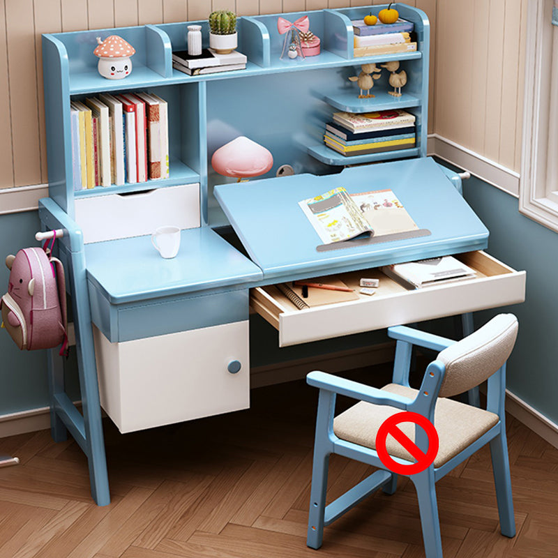 Solid Wood Kids Desk Writing Desk and Chair Set with Drawers Kids Desk