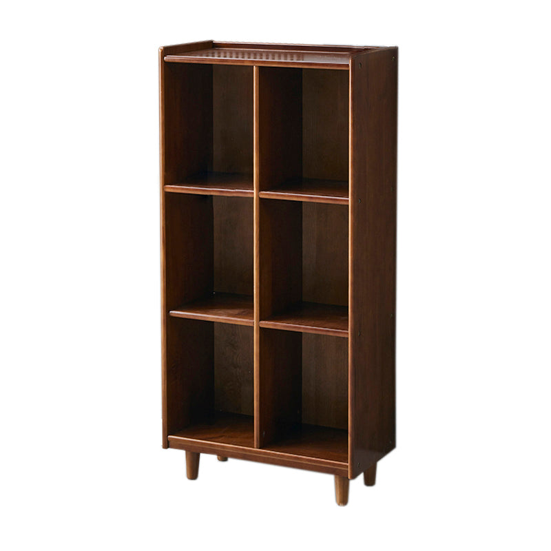 Industrial Closed Back Book Shelf Freestanding Standard Kids Bookshelf in Walnut