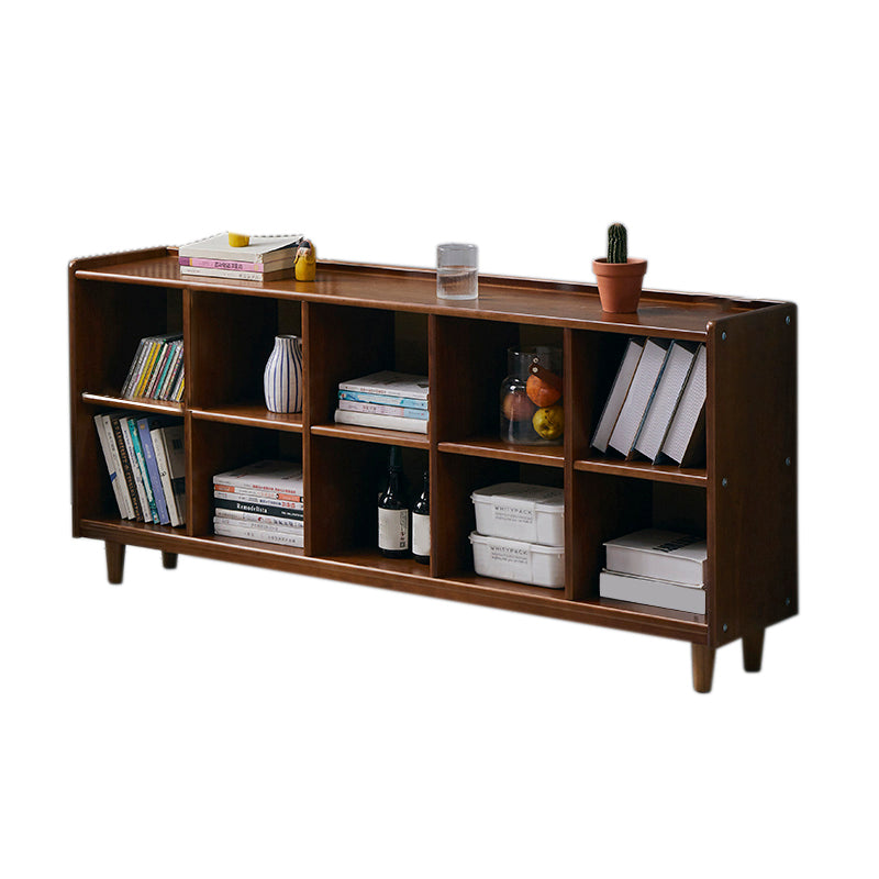 Industrial Closed Back Book Shelf Freestanding Standard Kids Bookshelf in Walnut