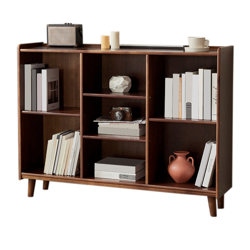 Industrial Closed Back Book Shelf Freestanding Standard Kids Bookshelf in Walnut