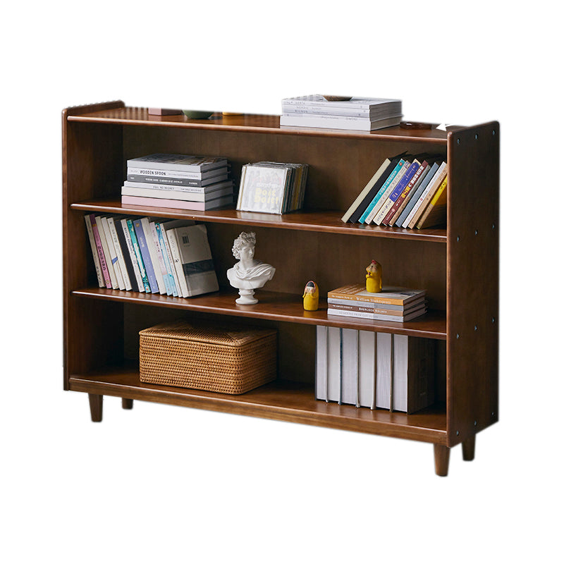 Industrial Closed Back Book Shelf Freestanding Standard Kids Bookshelf in Walnut