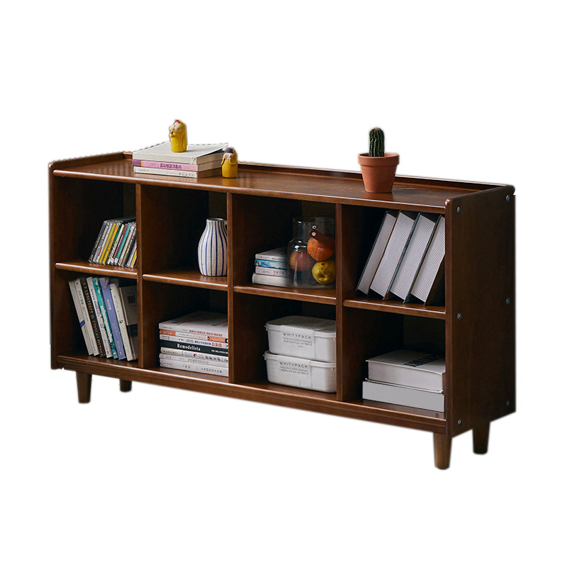 Industrial Closed Back Book Shelf Freestanding Standard Kids Bookshelf in Walnut