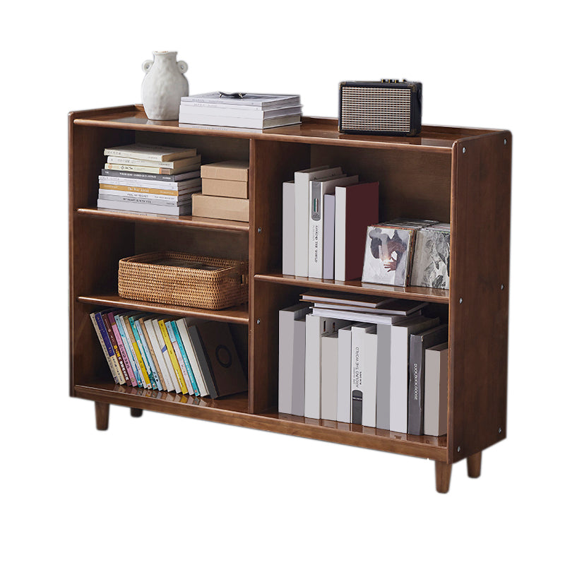 Industrial Closed Back Book Shelf Freestanding Standard Kids Bookshelf in Walnut