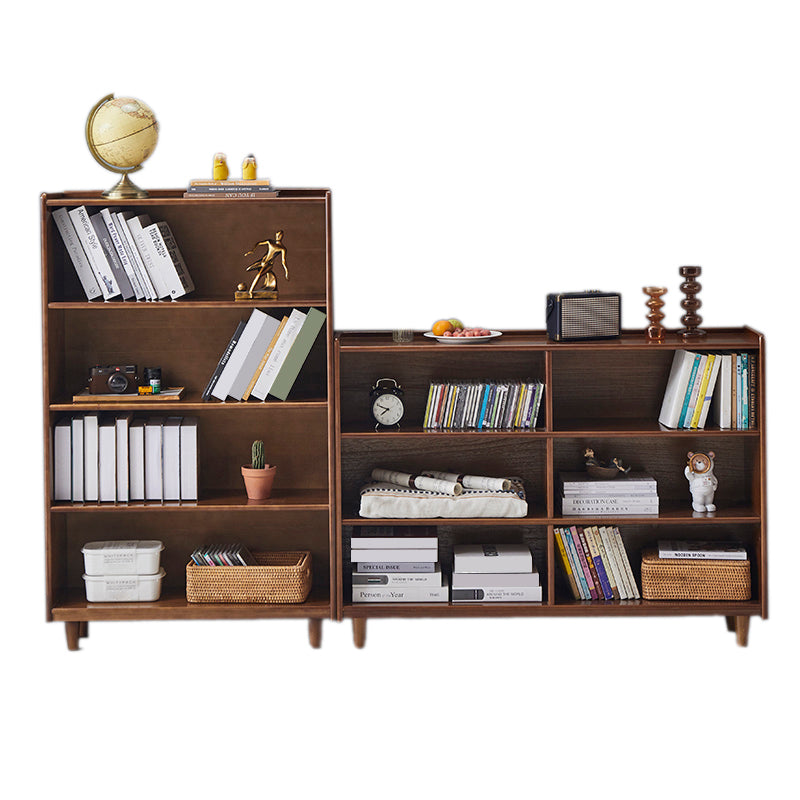 Industrial Closed Back Book Shelf Freestanding Standard Kids Bookshelf in Walnut