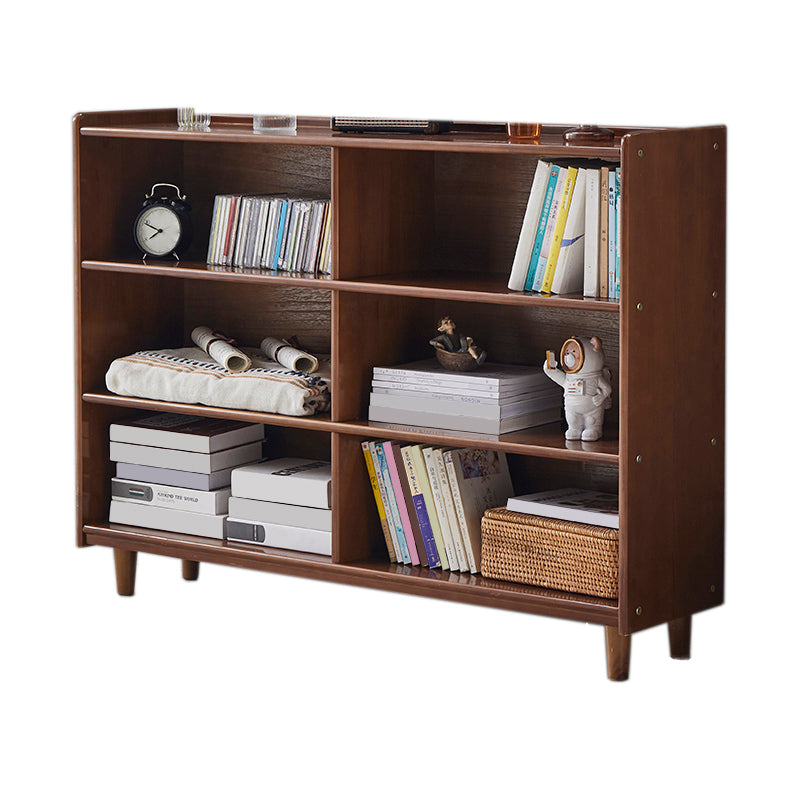 Industrial Closed Back Book Shelf Freestanding Standard Kids Bookshelf in Walnut