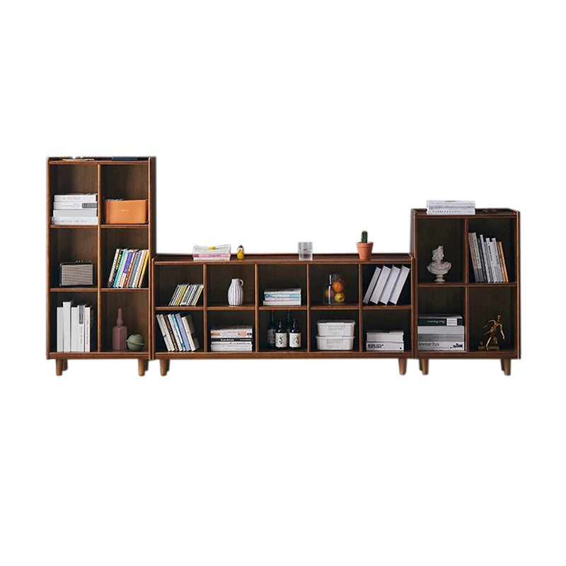 Industrial Closed Back Book Shelf Freestanding Standard Kids Bookshelf in Walnut